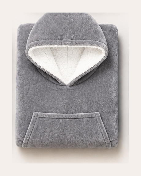 The Evenfold Wrap folded, in Gray
